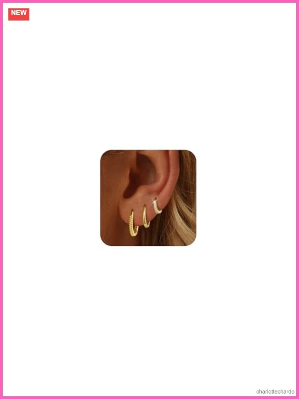14k Gold Plated Huggie Hoop Earrings Set Stackable Waterproof